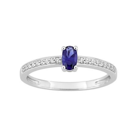 Anillo Oro Blanco 18kts Argyor MRM (18)1.7516.S1 Piedra Zafiro C. Diamantes HG-P1 0,09ct