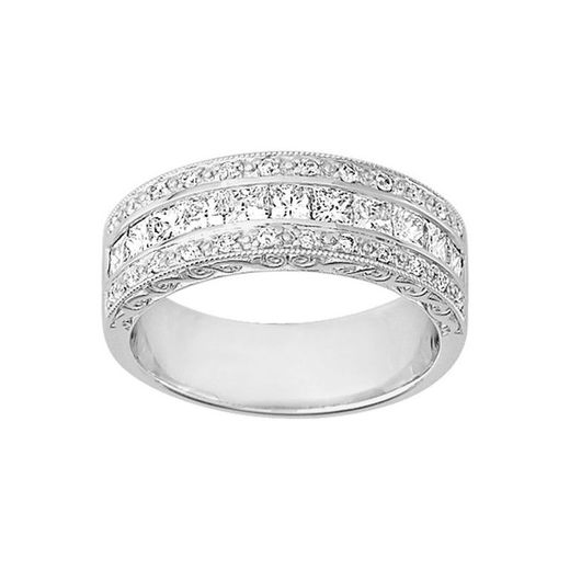 Bague en or blanc 18 carats Argyor-MRM (18)3F605GB3, alliance en diamant de 0,85 ct
