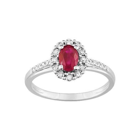 Anillo Oro Blanco 18kts Argyor MRM (18)KN003GRB4 Piedra Rubí C. Diamantes HG-P1 0,11ct