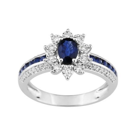 Anillo Oro Blanco 18kts Argyor MRM (18)MAB04GSB4 Piedra Zafiro C. Diamantes HG-P1 0,09ct