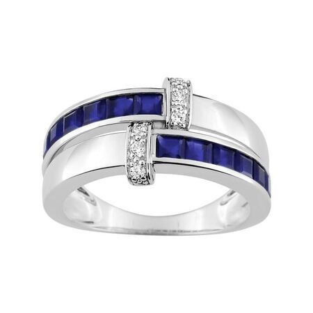 Anillo Oro Blanco 18kts Argyor MRM (18)MI066GSB4 Piedra Zafiro C. Diamantes HG-P1 0,07ct
