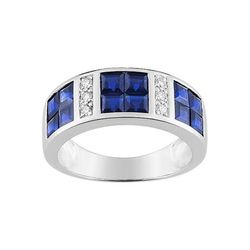 Anillo Oro Blanco 18kts Argyor MRM (18)MJ081GSB4 Piedra Zafiro C. Diamantes HG-P1 0,09ct