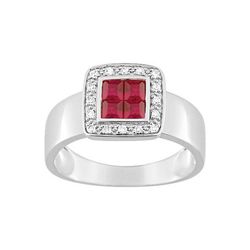Anillo Oro Blanco 18kts Argyor MRM (18)MS064GRB4 Piedra Rubí C. Diamantes HG-P1 0,08ct