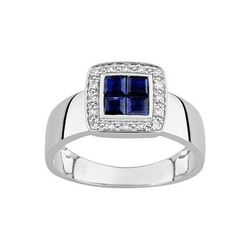 Anillo Oro Blanco 18kts Argyor MRM (18)MS064GSB4 Piedras Zafiro C. Diamantes HG-P1 0,08ct