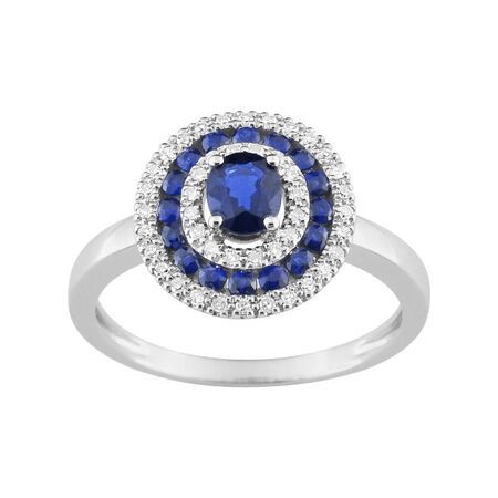 Anillo Oro Blanco 18kts Argyor MRM (18)MX074GSB4 Piedra Zafiro C. Diamantes HG-P1 0,13ct
