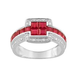 Anillo Oro Blanco 18kts Argyor MRM (18)MY064GRB4 Piedra Rubí C. Diamantes HG-P1 0,07ct