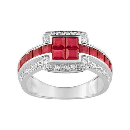 Anillo Oro Blanco 18kts Argyor MRM (18)MY064GRB4 Piedra Rubí C. Diamantes HG-P1 0,07ct