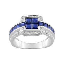Anillo Oro Blanco 18kts Argyor MRM (18)MY064GSB4 Piedra Zafiro C. Diamantes HG-P1 0,07ct