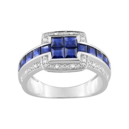 Anillo Oro Blanco 18kts Argyor MRM (18)MY064GSB4 Piedra Zafiro C. Diamantes HG-P1 0,07ct