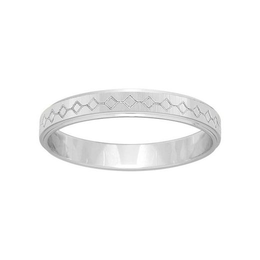 Anillo Oro Blanco 18kts Argyor-MRM 3mm (18)291G30 Alianza Grabado Laser Rombos