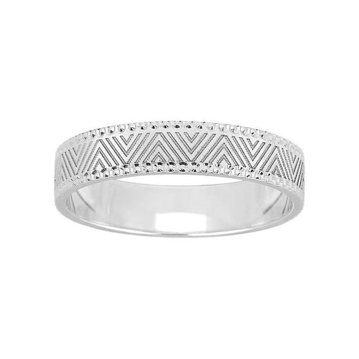 18kt White Gold Ring Argyor-MRM 4mm (18)273G40 Laser Engraved Triangles Alliance