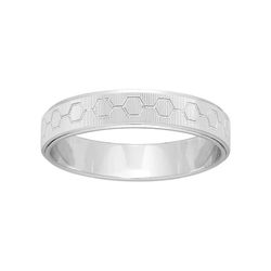 Anillo Oro Blanco 18kts Argyor-MRM 4mm (18)292G40 Alianza Grabado Laser Hexágonos