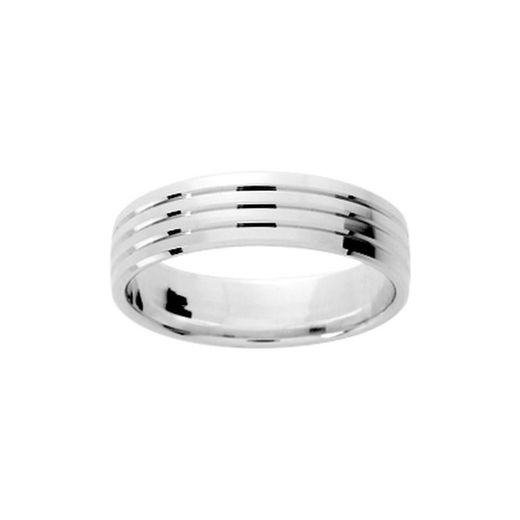Anel de ouro branco 18k Argyor-MRM 5mm (18)146G50 Aliança de listras elegantes