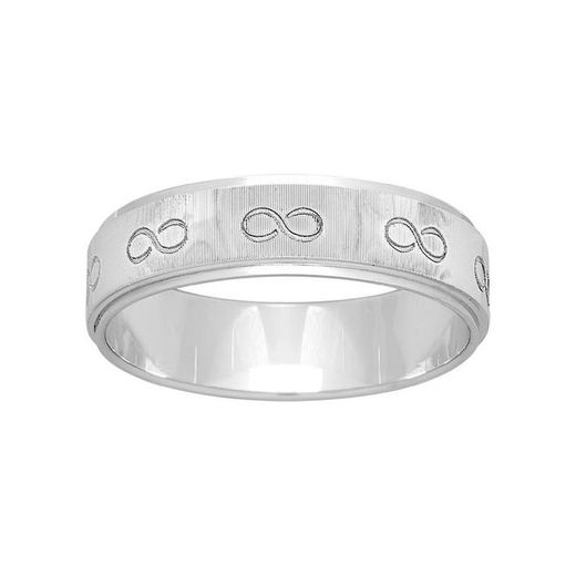 Anel de ouro branco 18k Argyor-MRM 5mm (18)265G50 Aliança infinita gravada a laser