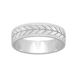 Bague en or blanc 18 carats Argyor-MRM 5 mm (18)268G50, alliance avec flèches gravées au laser