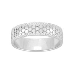 Anillo Oro Blanco 18kts Argyor-MRM 5mm (18)288G50 Alianza Grabado Laser Hexágonos