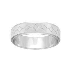 Anillo Oro Blanco 18kts Argyor-MRM 5mm (18)291G50 Alianza Grabado Laser Rombos