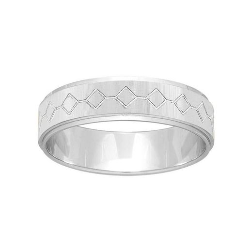 18kt White Gold Ring Argyor-MRM 5mm (18)291G50 Laser Engraved Diamond Wedding Band
