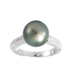 Anillo Oro Blanco 18kts Christian Bernard  (18)1.1437.Q1 Diamantes Con Perla Tahití Central