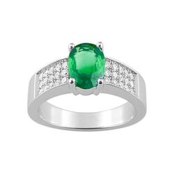 Anillo Oro Blanco 18kts Christian Bernard  (18)1.5044.E1 Diamantes Con Esmeralda Central