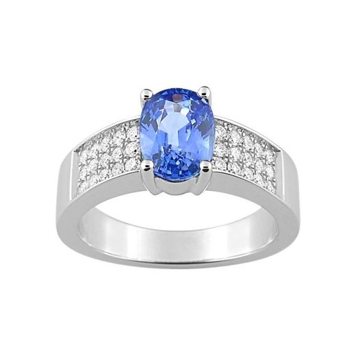 Anillo Oro Blanco 18kts Christian Bernard  (18)1.5044.S1 Diamantes Con Zafiro Central