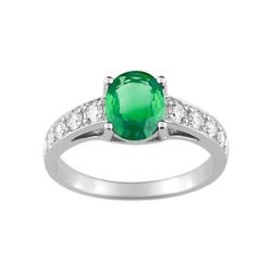 Anillo Oro Blanco 18kts Christian Bernard  (18)1.5048.E1 Diamantes Con Esmeralda Central