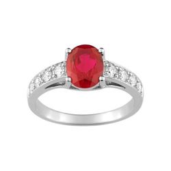 Anillo Oro Blanco 18kts Christian Bernard  (18)1.5048.R1 Diamantes Con Rubí Central