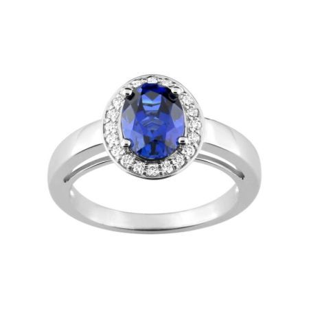 Anillo Oro Blanco 18kts Christian Bernard  (18)1.6017.S1 Diamantes Con Zafiro Central