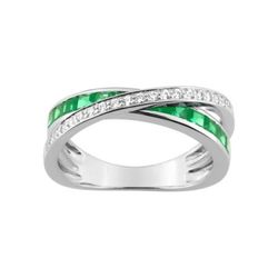 Anillo Oro Blanco 18kts Christian Bernard   (18)1.6019.E1 Diamantes Con Esmeraldas