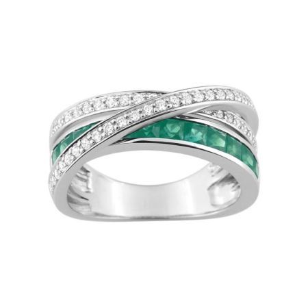 Anillo Oro Blanco 18kts Christian Bernard  (18)1.6020.E1 Diamantes Con Esmeraldas
