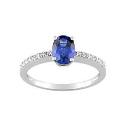 Anillo Oro Blanco 18kts Christian Bernard  (18)1.6022.S1 Diamantes Con Zafiro Central