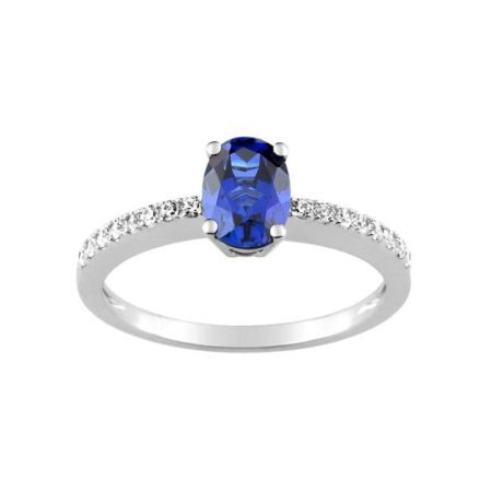 Anillo Oro Blanco 18kts Christian Bernard  (18)1.6022.S1 Diamantes Con Zafiro Central