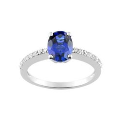 Anillo Oro Blanco 18kts Christian Bernard  (18)1.6023.S1 Diamantes Con Zafiro Central