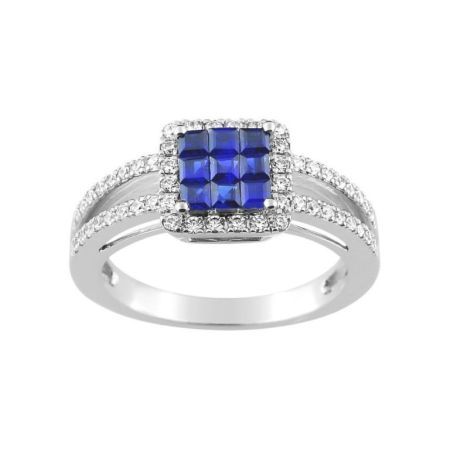 Anillo Oro Blanco 18kts Christian Bernard  (18)1.6026.S1 Diamantes Con Zafiros