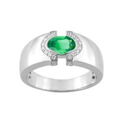 Anillo Oro Blanco 18kts Christian Bernard  (18)1.6027.E1 Diamantes Con Esmeralda Central