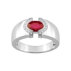 Anillo Oro Blanco 18kts Christian Bernard  (18)1.6027.R1 Diamantes Con Rubí Central