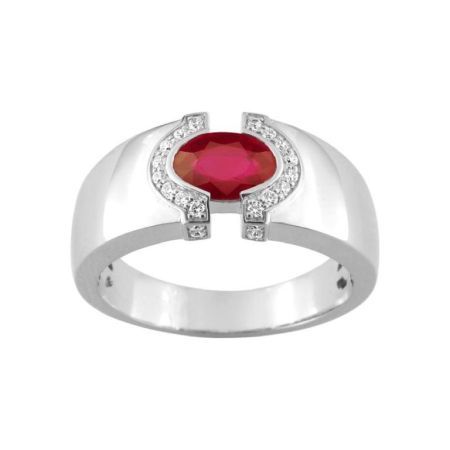 Anillo Oro Blanco 18kts Christian Bernard  (18)1.6027.R1 Diamantes Con Rubí Central