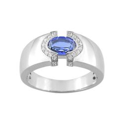 Anillo Oro Blanco 18kts Christian Bernard  (18)1.6027.S1 Diamantes Con Zafiro Central