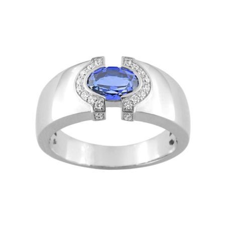 Christian Bernard 18kt White Gold Ring (18)1.6027.S1 Diamonds With Central Sapphire