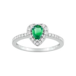 Anillo Oro Blanco 18kts Christian Bernard  (18)1.6028.E1 Diamantes Con Esmeralda Central