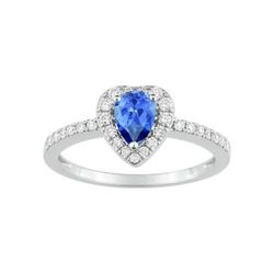 Anillo Oro Blanco 18kts Christian Bernard  (18)1.6028.S1 Diamantes Con Zafiro Central