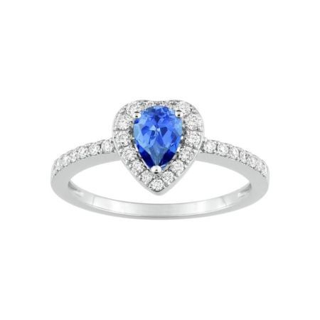 Christian Bernard 18kt White Gold Ring (18)1.6028.S1 Diamonds With Central Sapphire