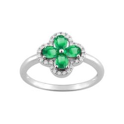 Anillo Oro Blanco 18kts Christian Bernard  (18)1.6029.E1 Diamantes Con Esmeralda Central