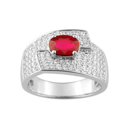 Anillo Oro Blanco 18kts Christian Bernard  (18)1.6031.R1 Diamantes Con Rubí Central