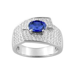 Anillo Oro Blanco 18kts Christian Bernard  (18)1.6031.S1 Diamantes Con Zafiro Central