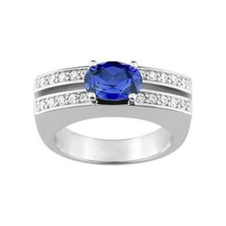 Anillo Oro Blanco 18kts Christian Bernard  (18)1.6032.S1 Diamantes Con Zafiro Central