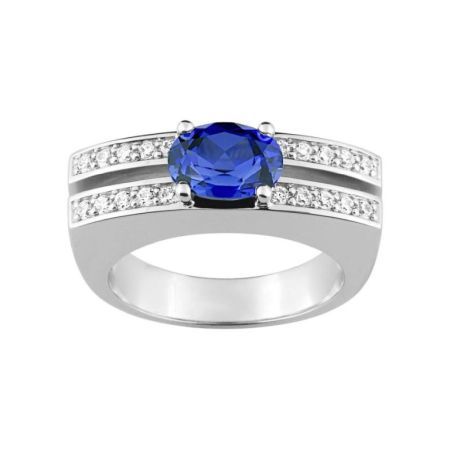 Christian Bernard 18kt White Gold Ring (18)1.6032.S1 Diamonds With Central Sapphire