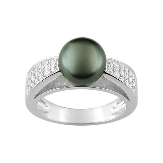 Anillo Oro Blanco 18kts Christian Bernard  (18)1.6050.Q1 Diamantes Con Perla Tahití Central