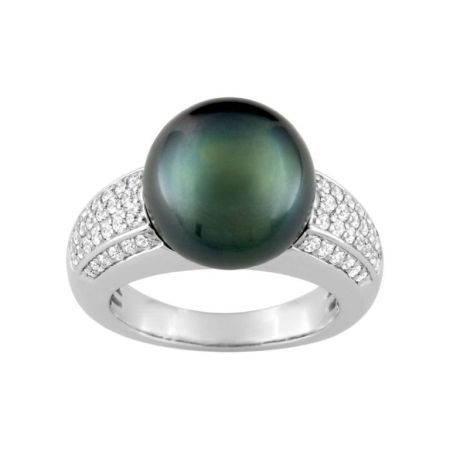 Anillo Oro Blanco 18kts Christian Bernard  (18)1.6052.Q1 Diamantes Con Perla Tahití Central