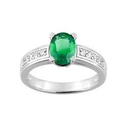 Anillo Oro Blanco 18kts Christian Bernard  (18)1.6054.E1 Diamantes Con Esmeralda Central